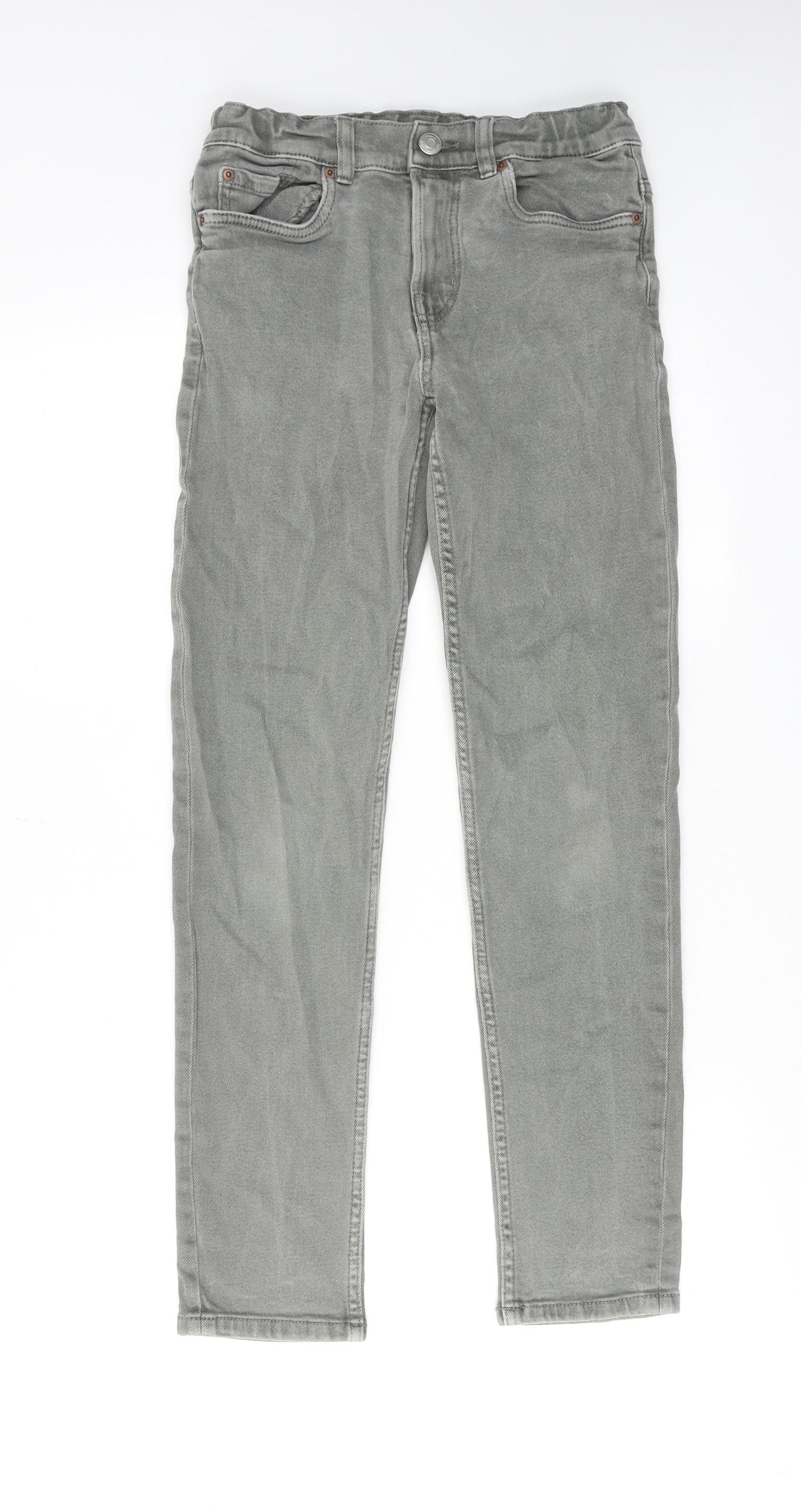 Zara Boys Green Cotton Straight Jeans Size 13-14 Years Regular Zip