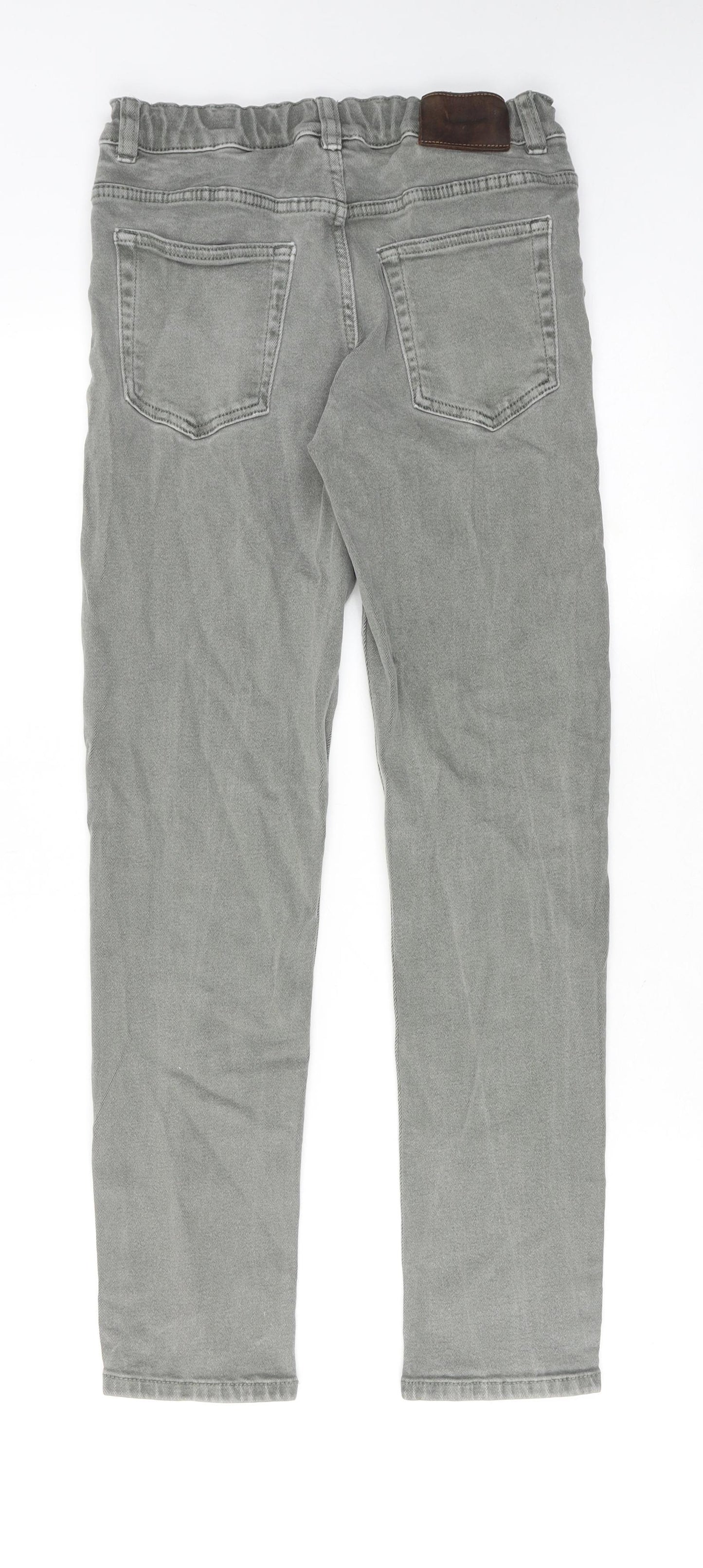 Zara Boys Green Cotton Straight Jeans Size 13-14 Years Regular Zip