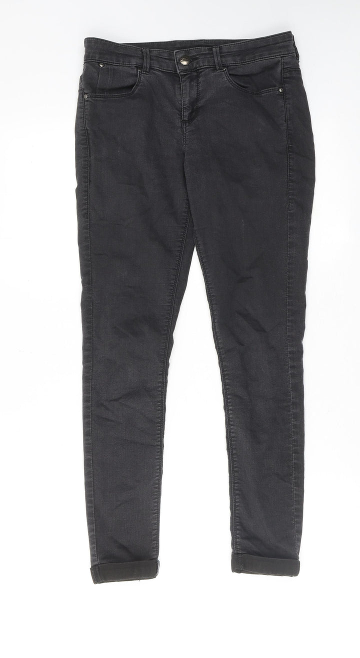 Topshop Womens Black Cotton Skinny Jeans Size 28 in L28 in Regular Zip