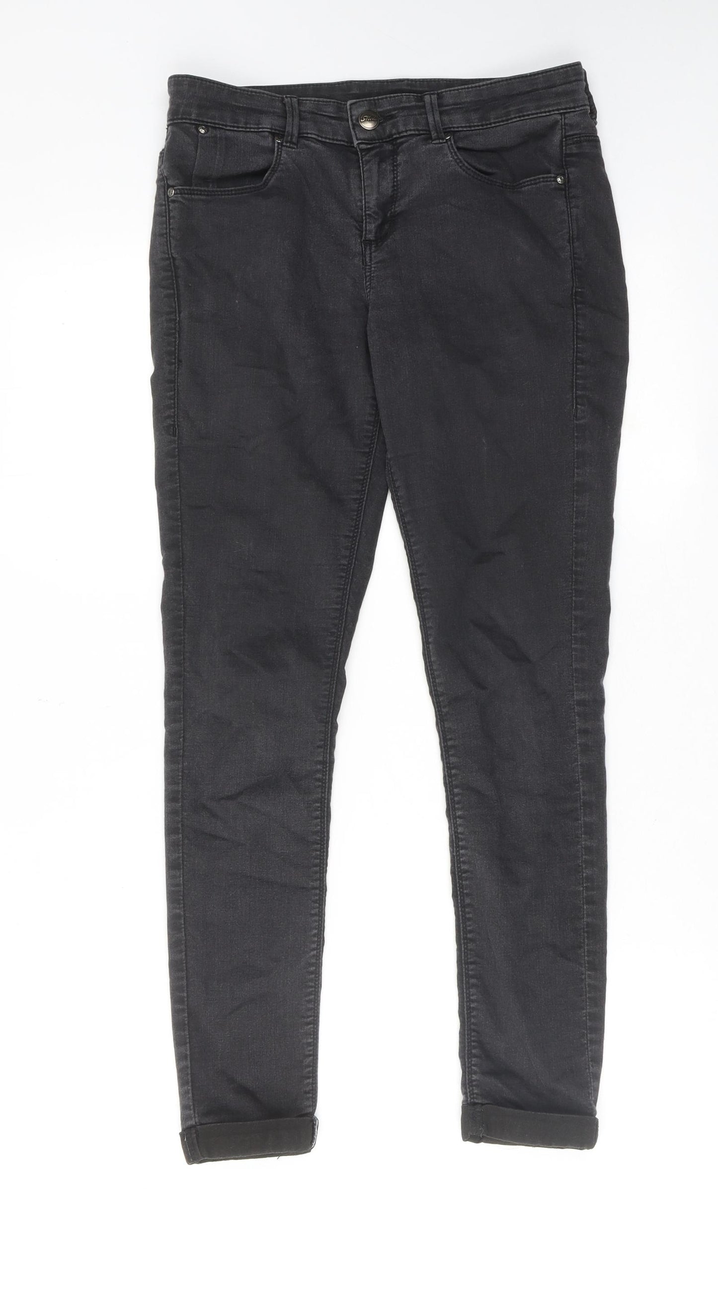 Topshop Womens Black Cotton Skinny Jeans Size 28 in L28 in Regular Zip