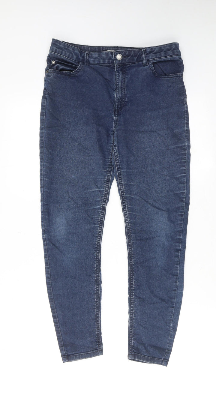 Marks and Spencer Womens Blue Cotton Skinny Jeans Size 10 Regular Zip