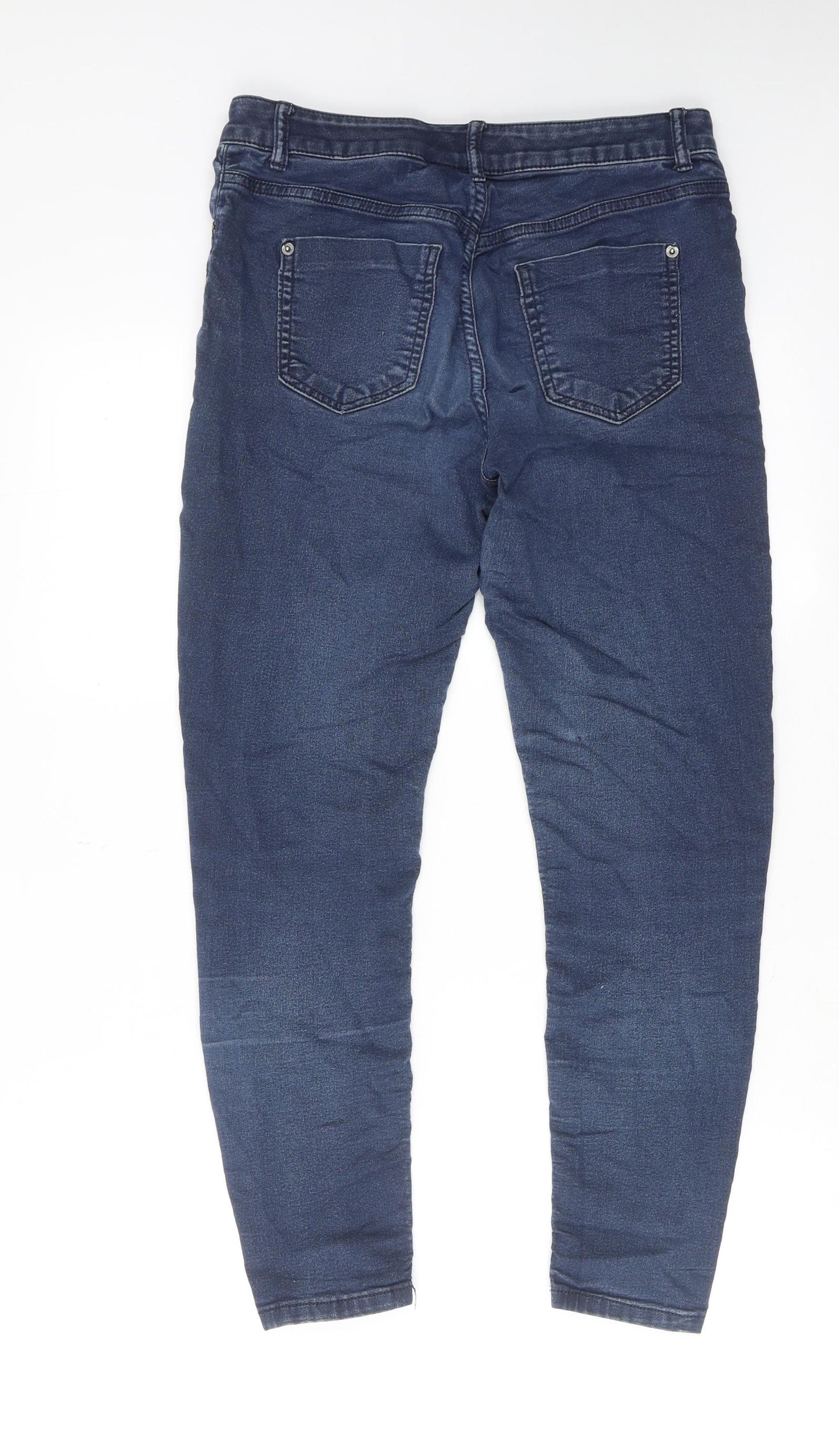 Marks and Spencer Womens Blue Cotton Skinny Jeans Size 10 Regular Zip