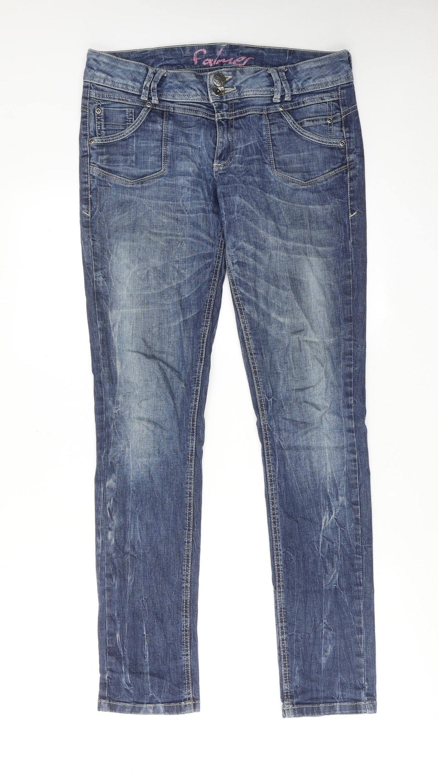 Falmer Heritage Womens Blue Cotton Skinny Jeans Size 10 Regular Zip