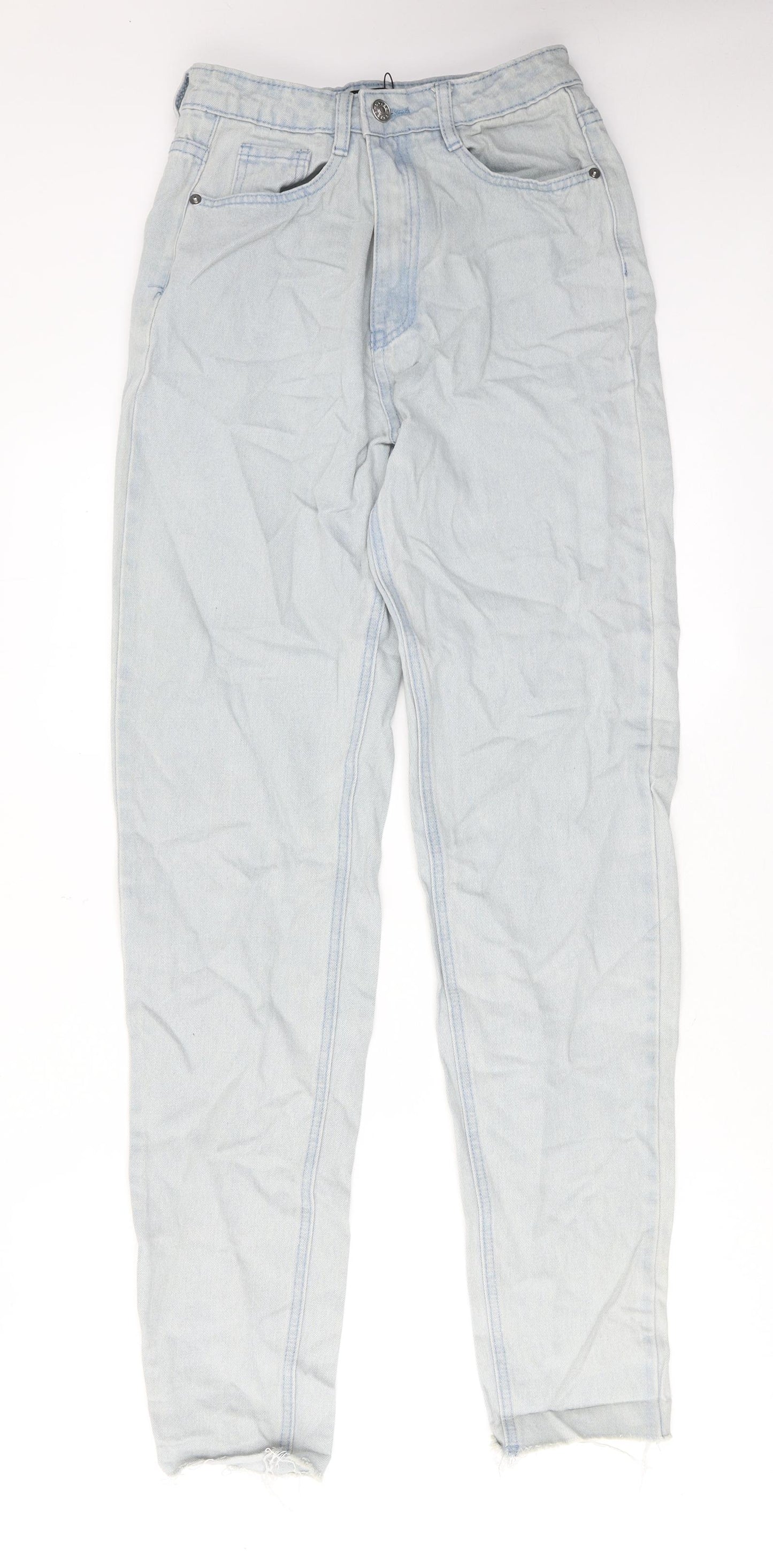 Missguided Womens Blue Cotton Tapered Jeans Size 8 Regular Zip