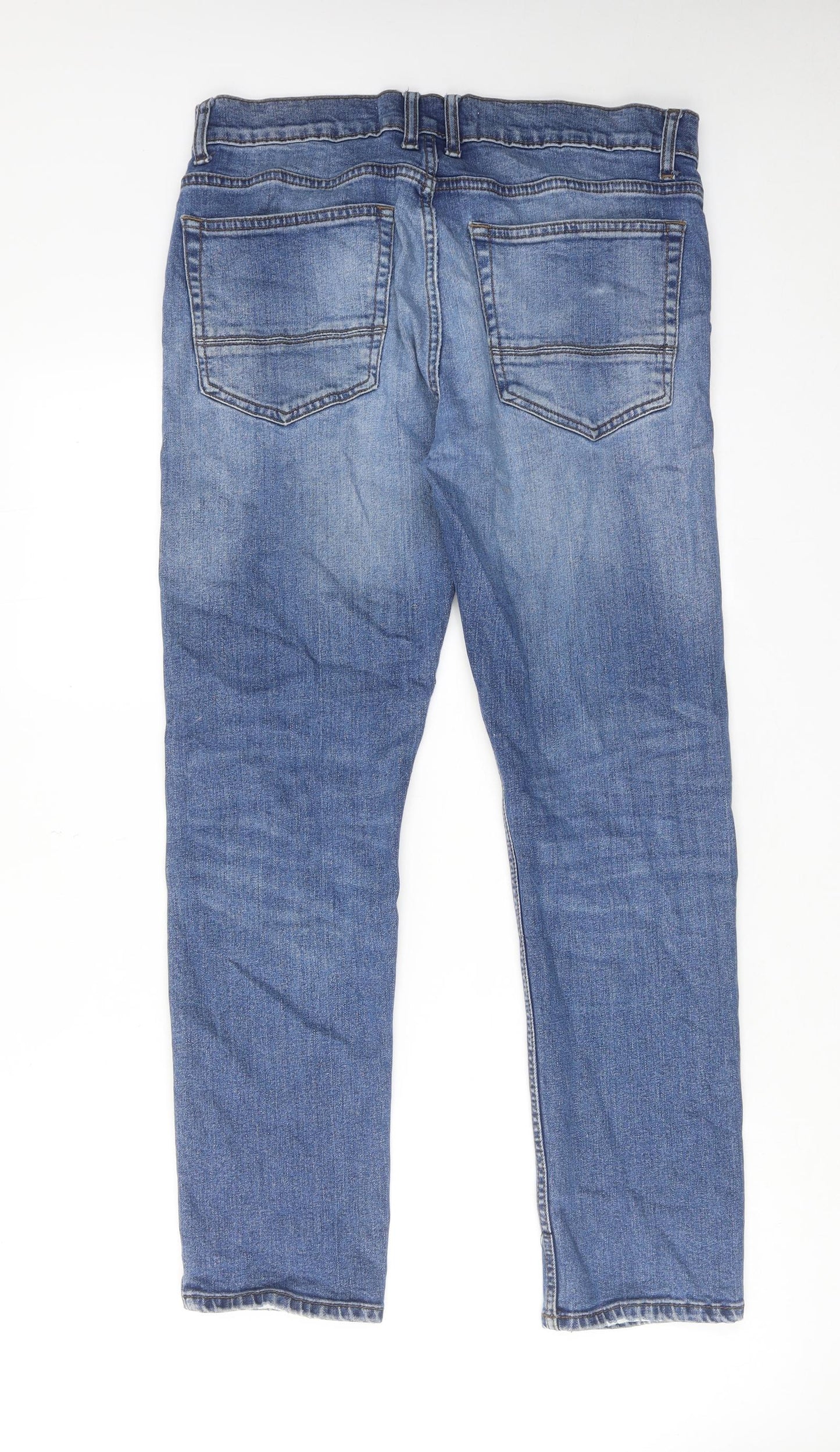 Burton Mens Blue Cotton Skinny Jeans Size 34 in Regular Button