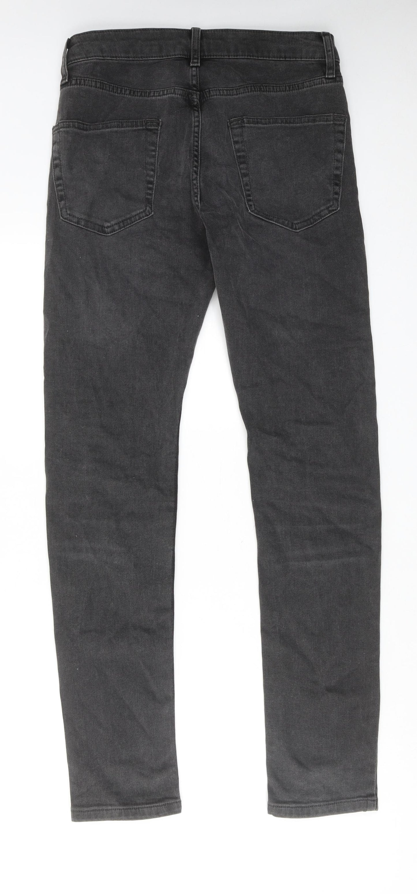 Topman Mens Grey Cotton Skinny Jeans Size 28 in L30 in Regular Button
