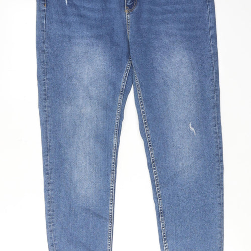 Marks and Spencer Womens Blue Cotton Skinny Jeans Size 18 Regular Zip