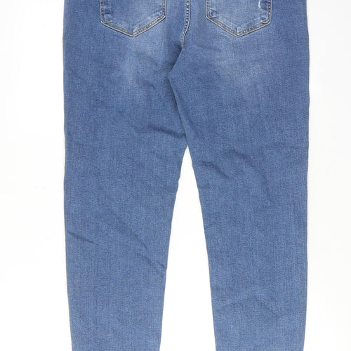 Marks and Spencer Womens Blue Cotton Skinny Jeans Size 18 Regular Zip