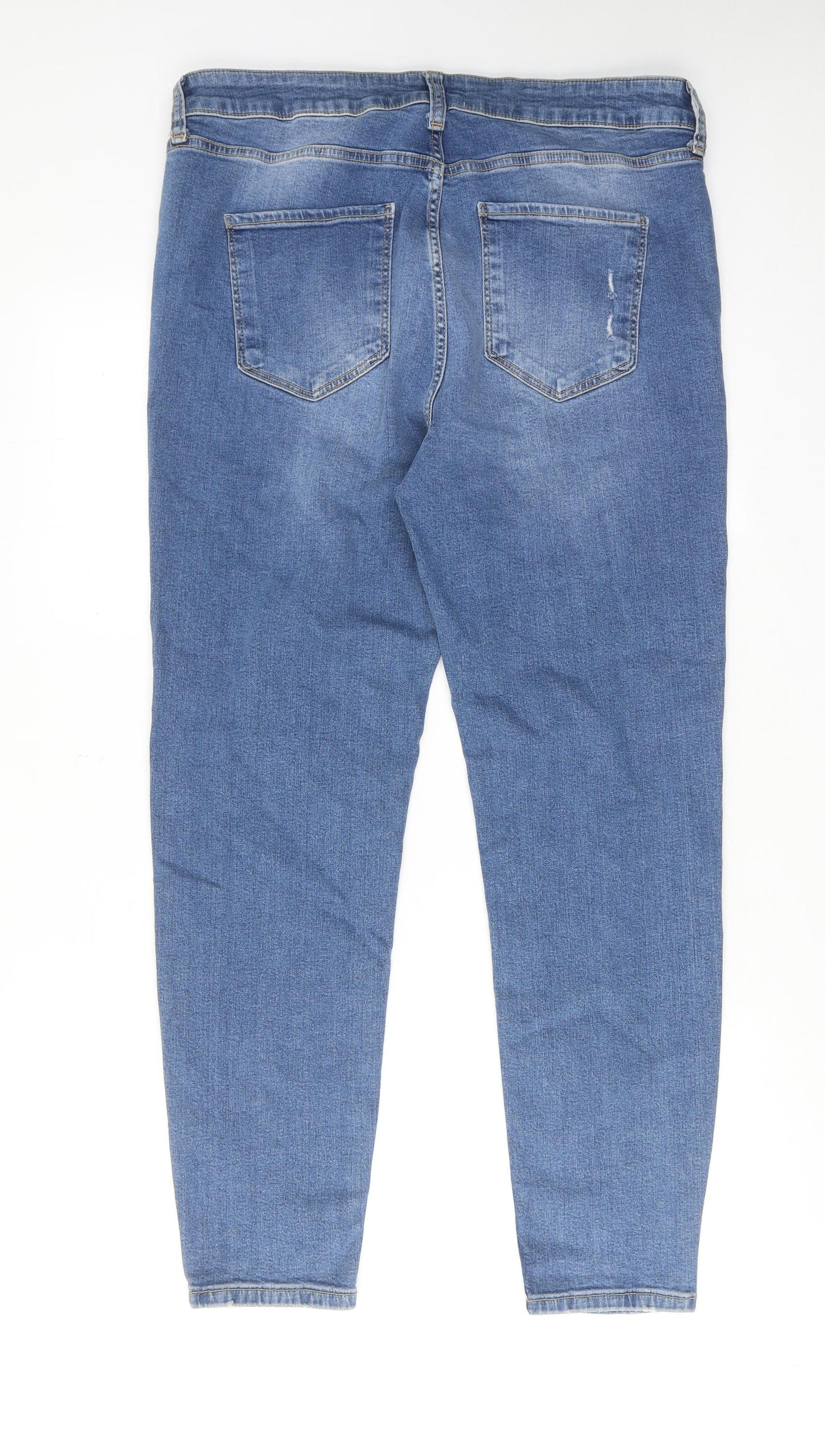 Marks and Spencer Womens Blue Cotton Skinny Jeans Size 18 Regular Zip