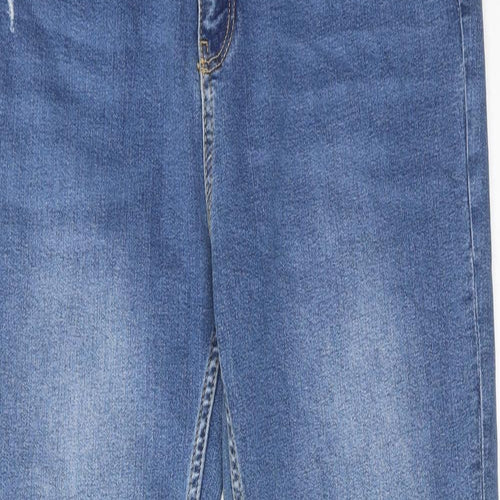 Marks and Spencer Womens Blue Cotton Skinny Jeans Size 18 Regular Zip