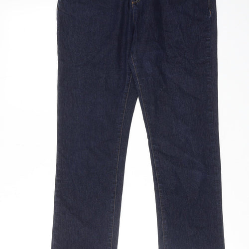 Per Una Womens Blue Cotton Straight Jeans Size 12 Regular Zip