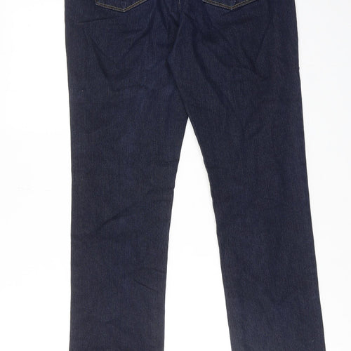 Per Una Womens Blue Cotton Straight Jeans Size 12 Regular Zip