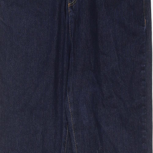 Per Una Womens Blue Cotton Straight Jeans Size 12 Regular Zip