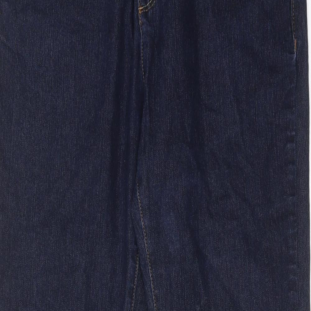 Per Una Womens Blue Cotton Straight Jeans Size 12 Regular Zip