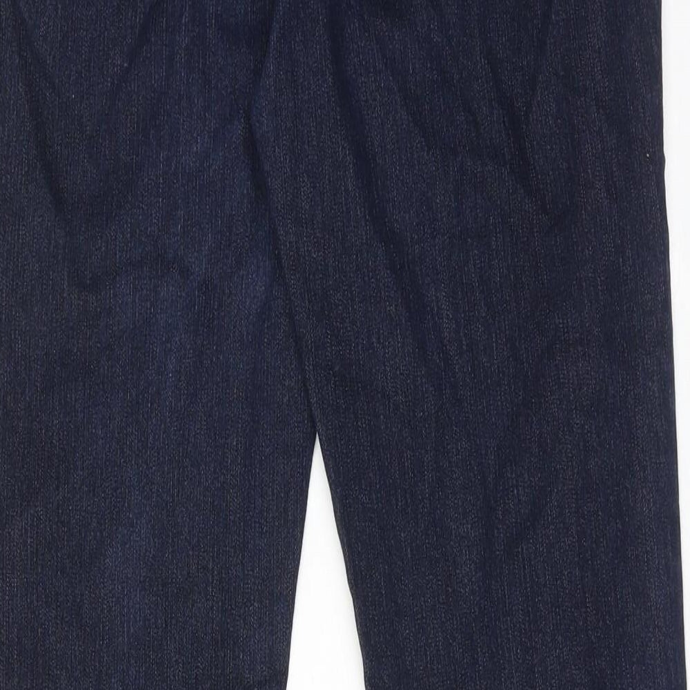 Per Una Womens Blue Cotton Straight Jeans Size 12 Regular Zip