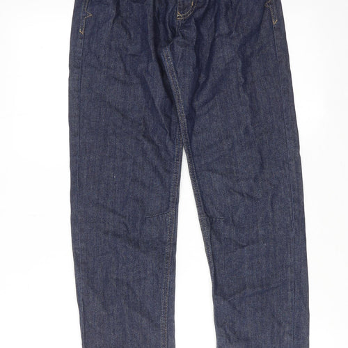 George Boys Blue Cotton Straight Jeans Size 11-12 Years Regular Zip