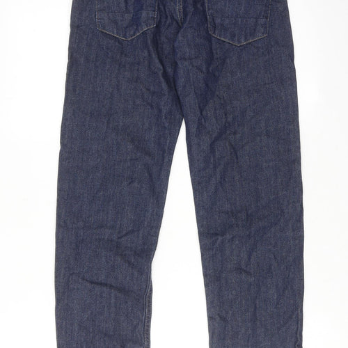 George Boys Blue Cotton Straight Jeans Size 11-12 Years Regular Zip