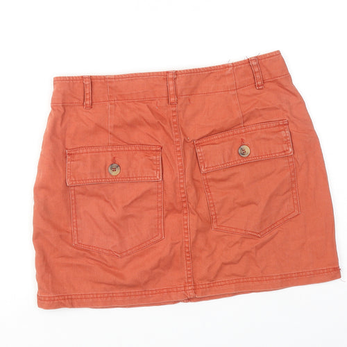 FOREVER 21 Womens Orange Cotton Mini Skirt Size M Zip