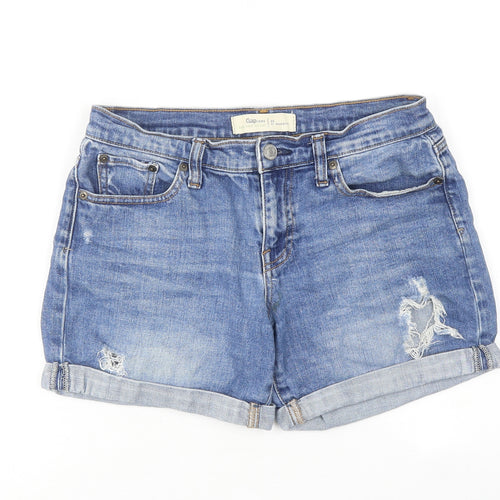 Gap Womens Blue Cotton Mom Shorts Size 25 in Regular Zip - Distressed look