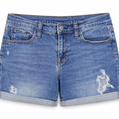Gap Womens Blue Cotton Mom Shorts Size 25 in Regular Zip - Distressed look