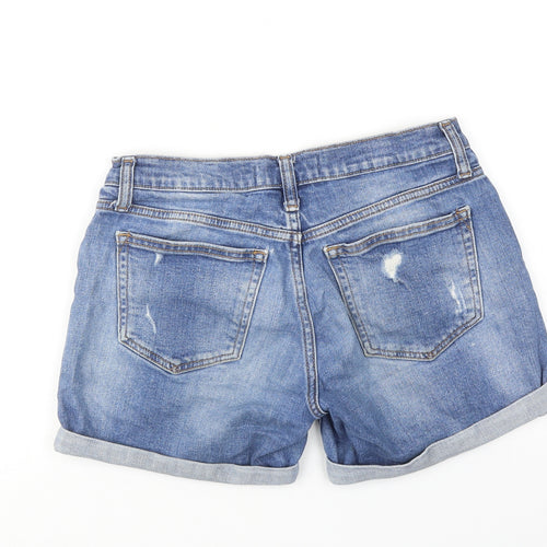 Gap Womens Blue Cotton Mom Shorts Size 25 in Regular Zip - Distressed look