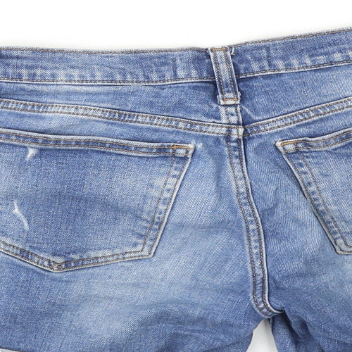 Gap Womens Blue Cotton Mom Shorts Size 25 in Regular Zip - Distressed look