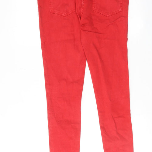 NEXT Womens Red Cotton Skinny Jeans Size 10 Regular Zip