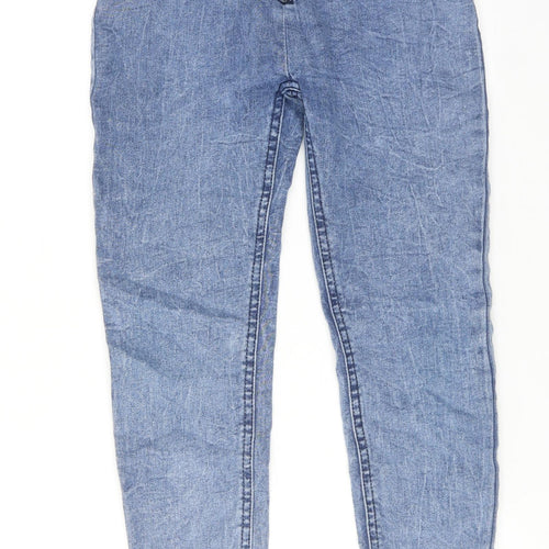 Pep&Co Girls Blue Cotton Skinny Jeans Size 11-12 Years Regular Zip