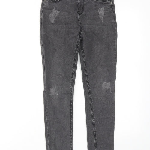 Denim & Co. Girls Grey Cotton Skinny Jeans Size 10-11 Years Regular Pullover