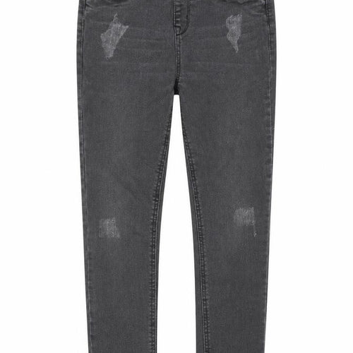 Denim & Co. Girls Grey Cotton Skinny Jeans Size 10-11 Years Regular Pullover