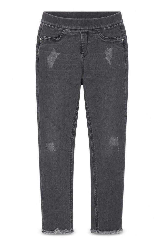 Denim & Co. Girls Grey Cotton Skinny Jeans Size 10-11 Years Regular Pullover