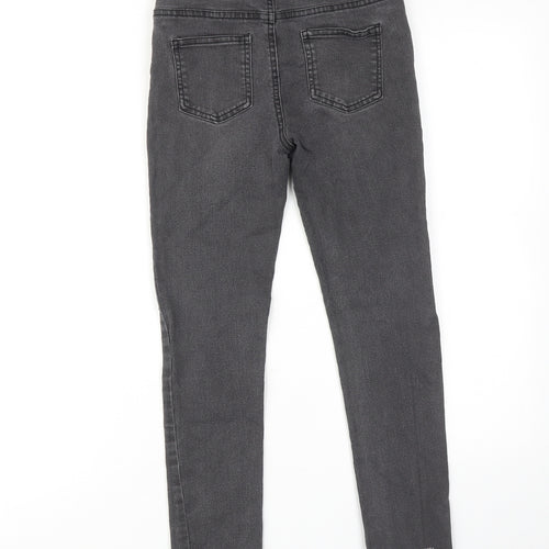 Denim & Co. Girls Grey Cotton Skinny Jeans Size 10-11 Years Regular Pullover