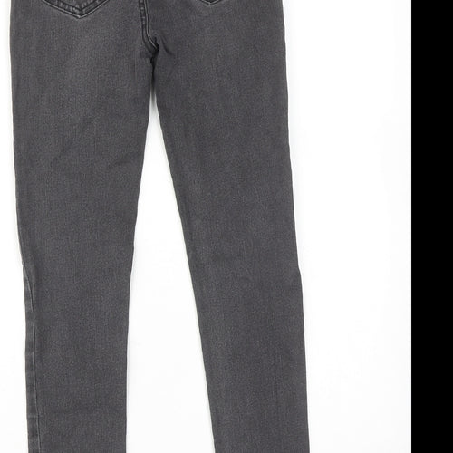 Denim & Co. Girls Grey Cotton Skinny Jeans Size 10-11 Years Regular Pullover