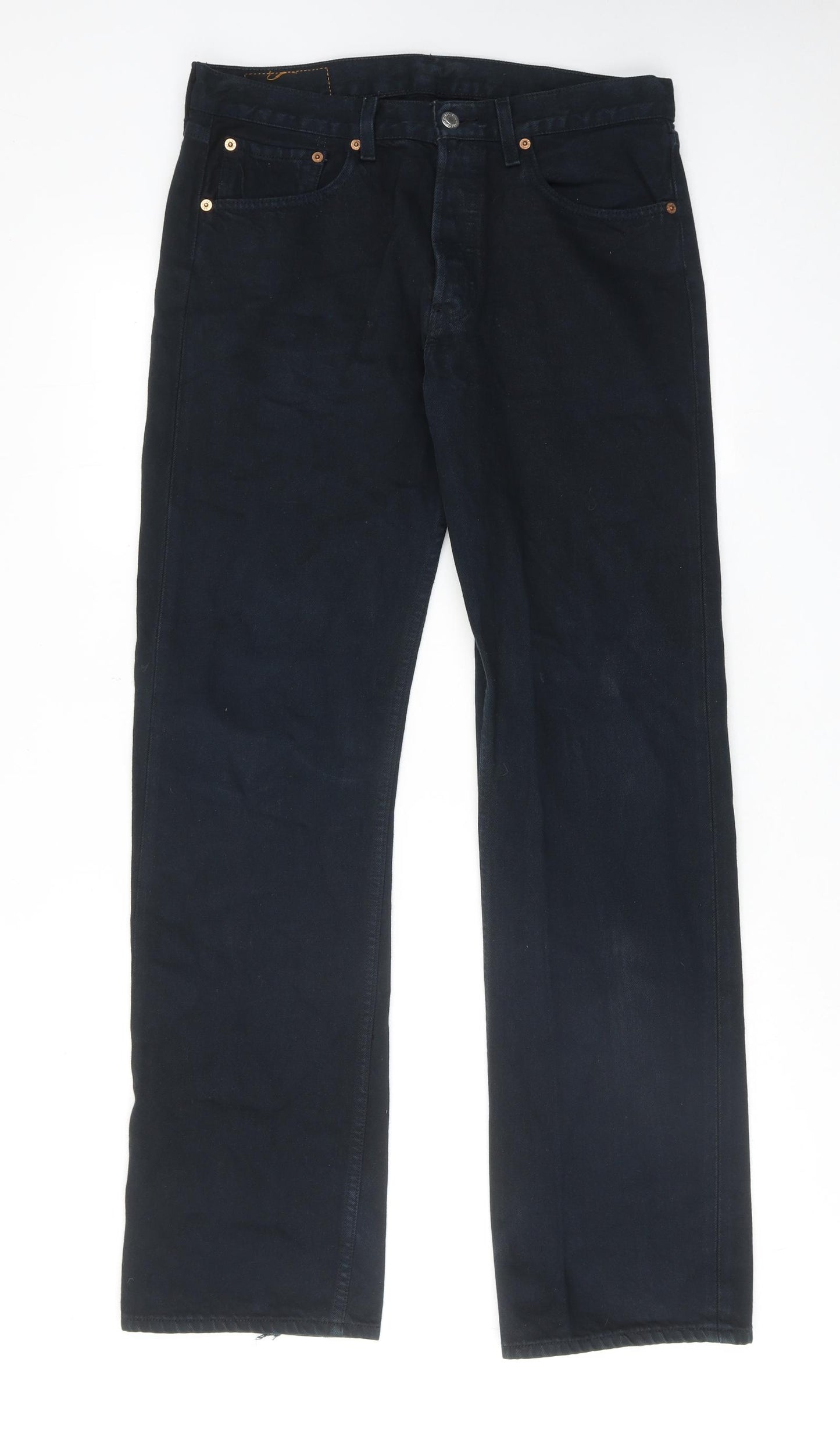 Levi's Mens Blue Cotton Straight Jeans Size 32 in L32 in Regular Button