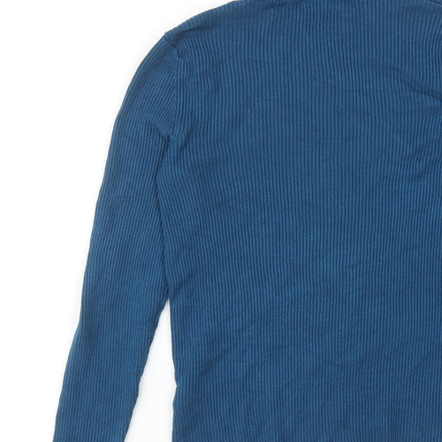 Marks and Spencer Womens Blue Collared Viscose Pullover Jumper Size 12