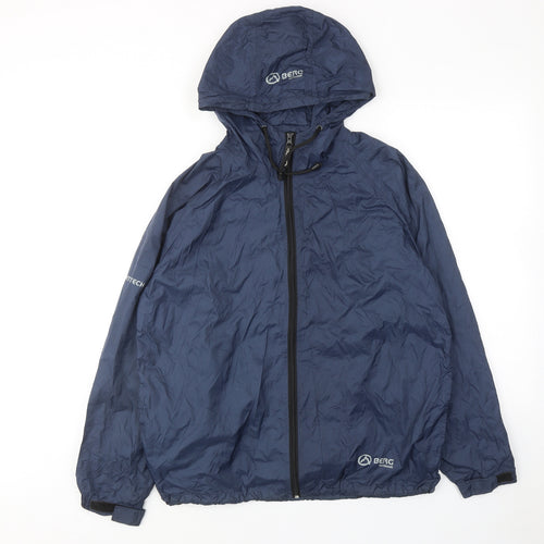 Berg Mens Blue Windbreaker Jacket Size S Zip