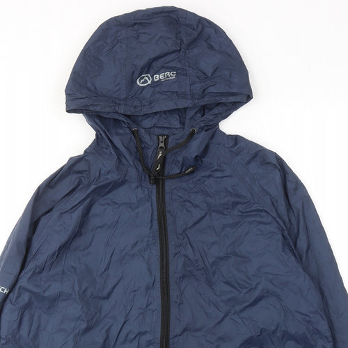 Berg Mens Blue Windbreaker Jacket Size S Zip