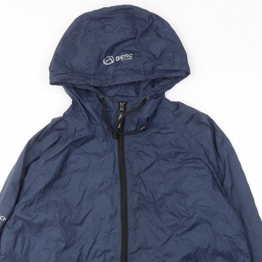 Berg Mens Blue Windbreaker Jacket Size S Zip