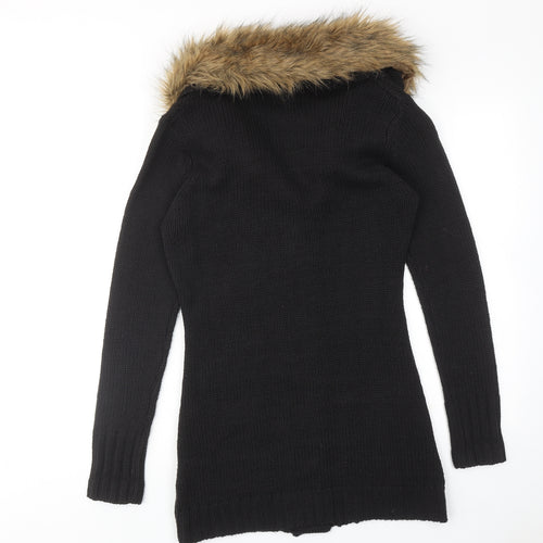 TG Womens Black V-Neck Acrylic Cardigan Jumper Size 12