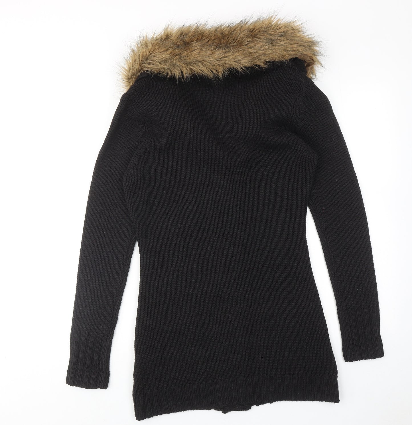 TG Womens Black V-Neck Acrylic Cardigan Jumper Size 12