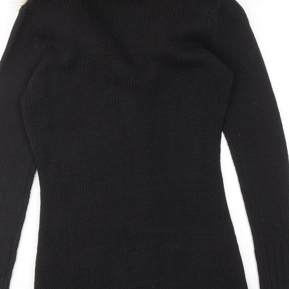 TG Womens Black V-Neck Acrylic Cardigan Jumper Size 12