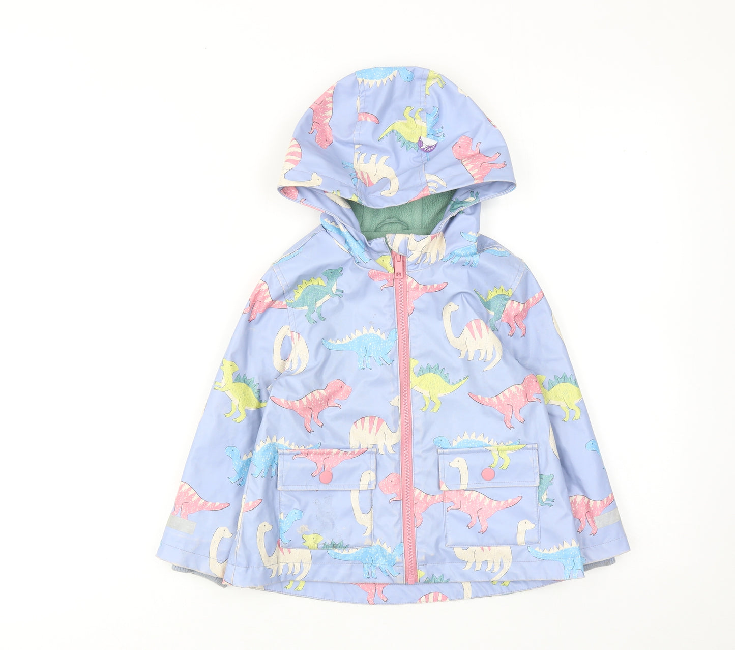 Marks and Spencer Girls Multicoloured Geometric Jacket Size 3-4 Years Zip - Dinosaur