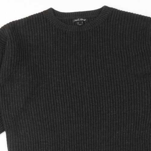Micha Lounge Womens Grey Acrylic Jumper Dress Size M Round Neck Pullover