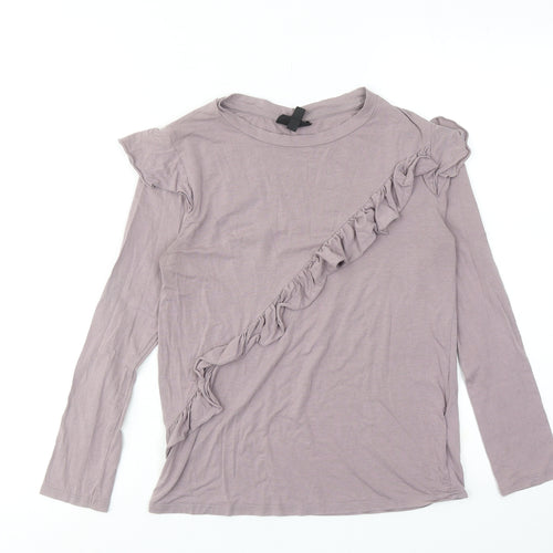Topshop Womens Purple Viscose Basic T-Shirt Size 6 Round Neck