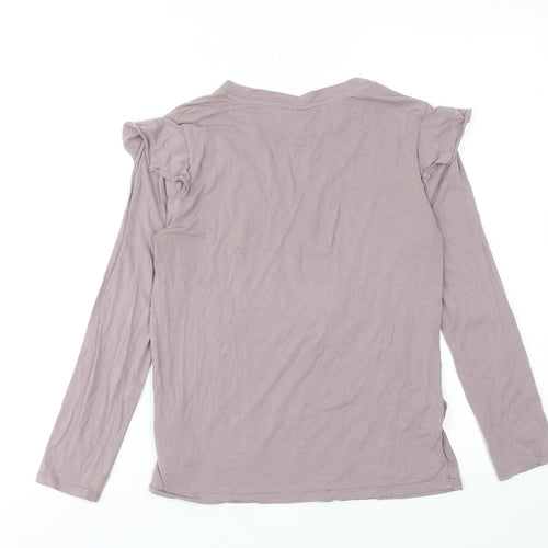 Topshop Womens Purple Viscose Basic T-Shirt Size 6 Round Neck