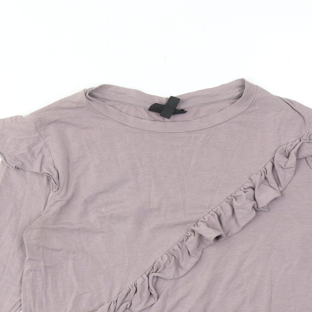 Topshop Womens Purple Viscose Basic T-Shirt Size 6 Round Neck