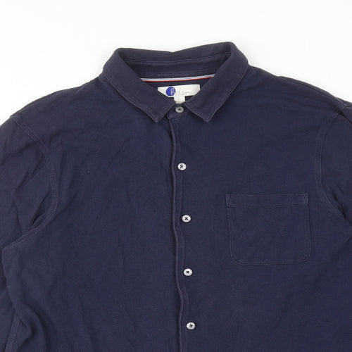 Boden Mens Blue Cotton Button-Up Size L Collared Button