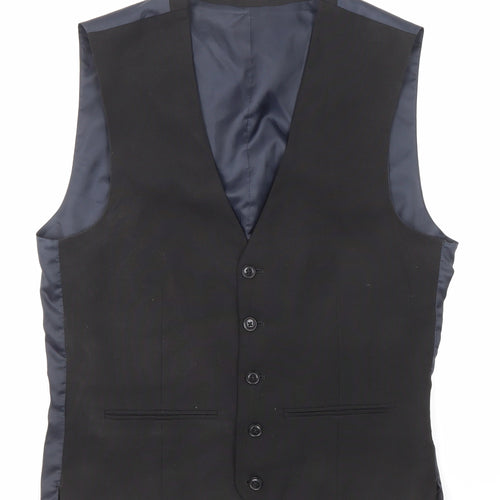 NEXT Mens Black Polyester Jacket Suit Waistcoat Size 38 Regular