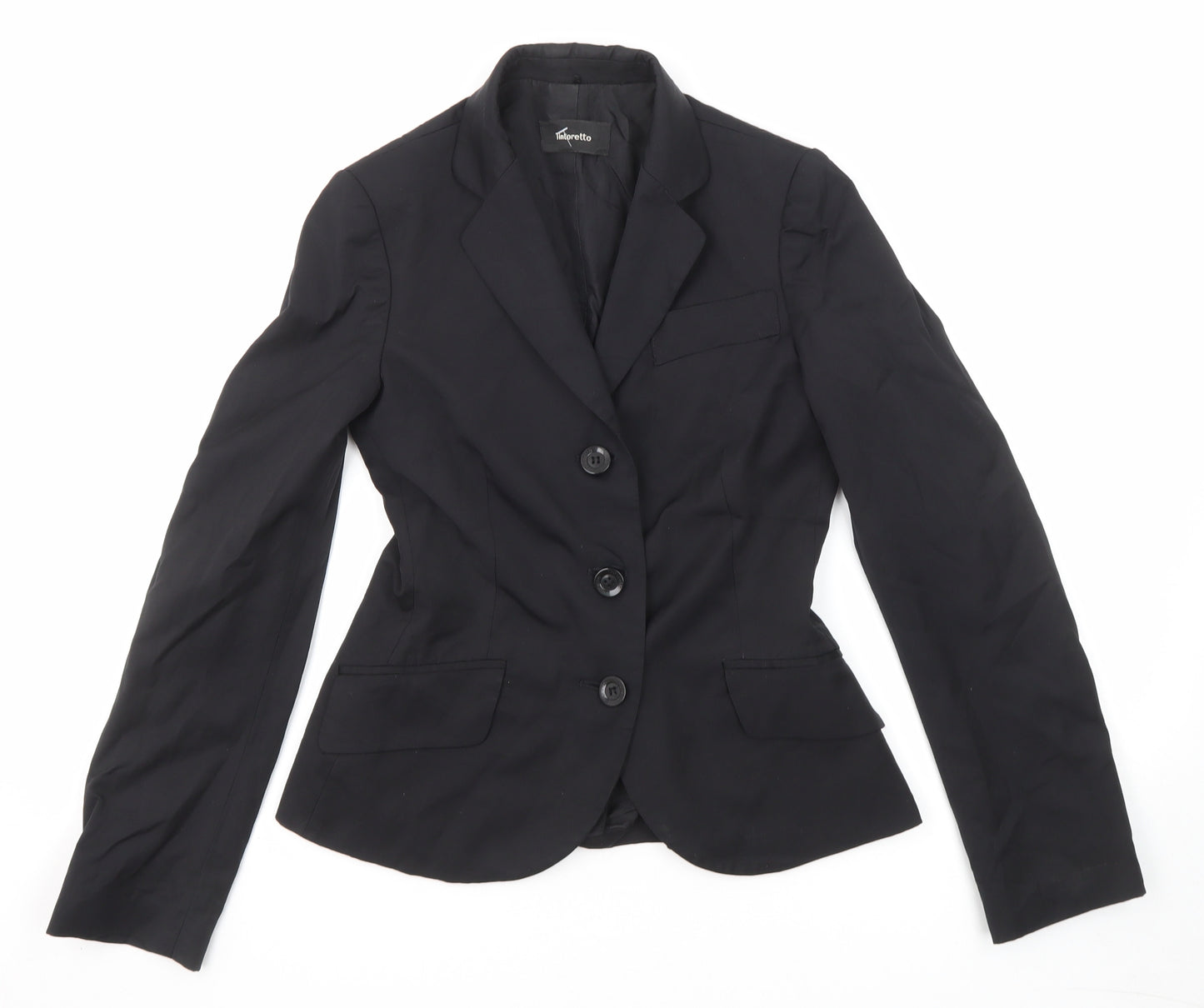 Tintoretto Womens Black Polyester Jacket Suit Jacket Size 6