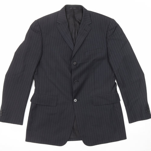 Burton Mens Black Striped Polyester Jacket Suit Jacket Size 40 Regular